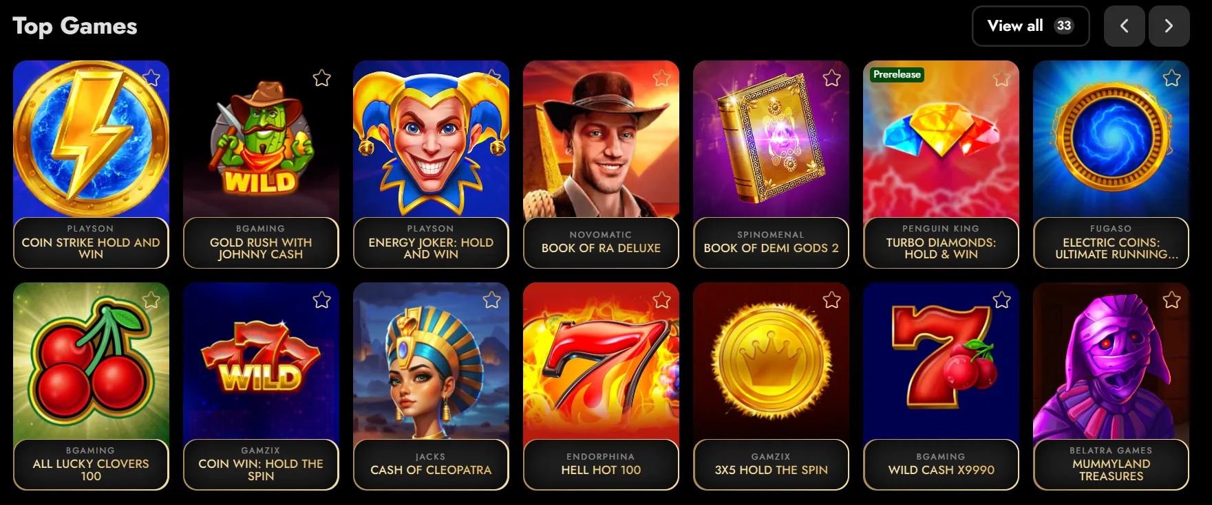 Spiele bei Oscarspin